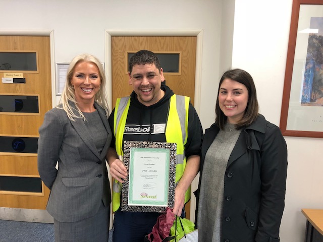 February 2019 Temporary Worker Award  Winner – Leon Kershaw