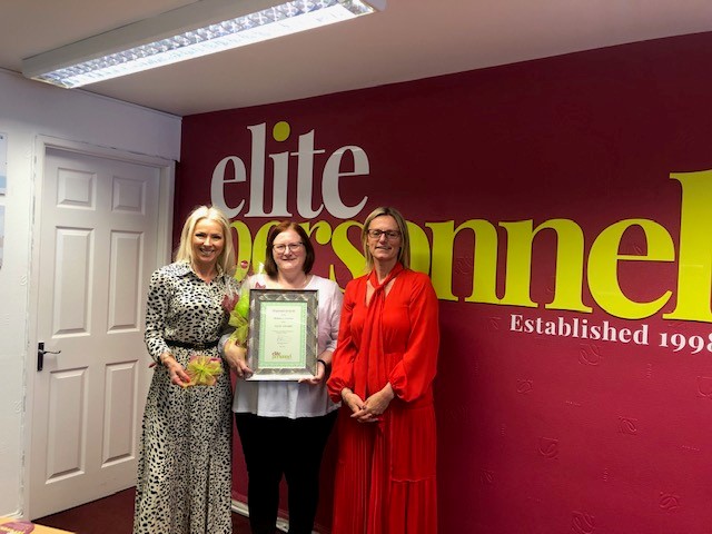 elite personnel presents the first elite award to Michiela Matthewman